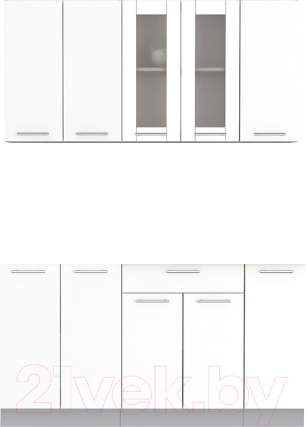 Изображение товара Кухонный гарнитур Интерлиния Мила 15 без столешницы (белый платинум)