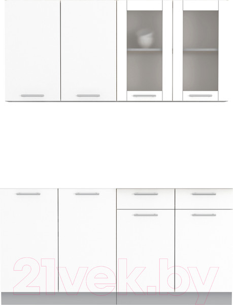 Изображение товара Кухонный гарнитур Интерлиния Мила 16 без столешницы (белый платинум)
