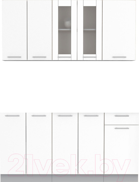 Изображение товара Кухонный гарнитур Интерлиния Мила 16-60 без столешницы (белый платинум)