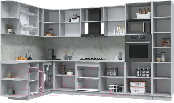 Изображение товара Кухонный гарнитур Интерлиния Берес 1.88x3.4 ВТ левая (дуб английский/бискайская сосна)