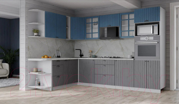 Изображение товара Кухонный гарнитур Интерлиния Берес 1.88x2.8 ВТ левая (дуб лазурный/дуб серый/серый каспий)