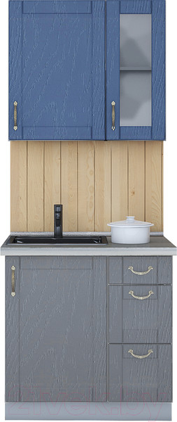 Изображение товара Кухонный гарнитур Интерлиния Мила Крафт 0.8 (дуб серый/дуб лазурный/травертин серый)