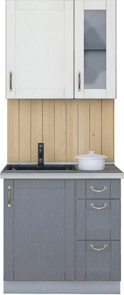 Изображение товара Кухонный гарнитур Интерлиния Мила Крафт 0.8 (дуб серый/дуб полярный/травертин серый)