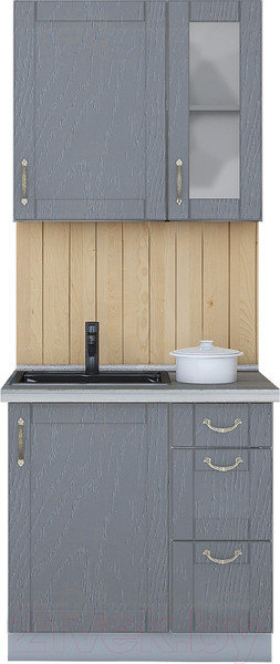 Изображение товара Кухонный гарнитур Интерлиния Мила Крафт 0.8 (дуб серый/дуб серый/травертин серый)