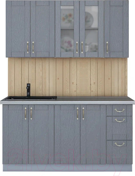 Изображение товара Кухонный гарнитур Интерлиния Мила Крафт 1.5 (дуб серый/дуб серый/травертин серый)