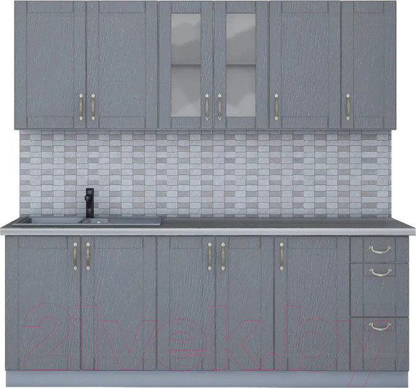Изображение товара Кухонный гарнитур Интерлиния Мила Крафт 2.1 (дуб серый/дуб серый/травертин серый)