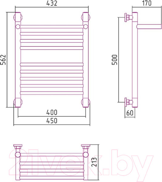 Изображение товара Полотенцесушитель водяной Сунержа Богема+ 50x40 / 00-0223-5040 (с полкой)
