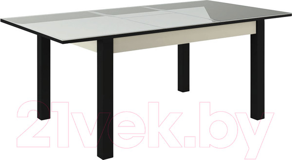 Изображение товара Обеденный стол Васанти Плюс ВС-17 140/180x80 (бежевый глянец/черный)