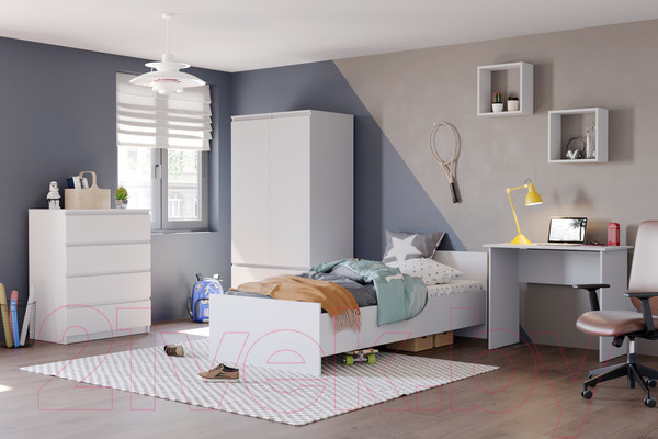 Изображение товара Полуторная кровать MySTAR Сноули 1200 ИВ-121.14 (белый)