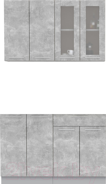 Изображение товара Кухонный гарнитур Интерлиния Мила 12 без столешницы (бетон)