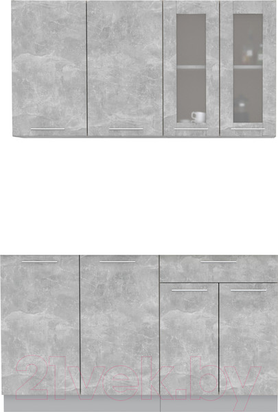 Изображение товара Кухонный гарнитур Интерлиния Мила 14 без столешницы (бетон)