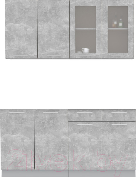 Изображение товара Кухонный гарнитур Интерлиния Мила 16 без столешницы (бетон/бетон)