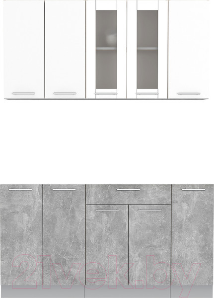 Изображение товара Кухонный гарнитур Интерлиния Мила 15 без столешницы (белый платинум/бетон)