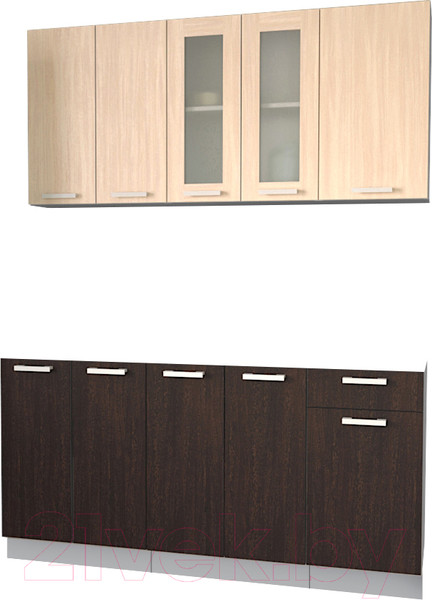 Изображение товара Кухонный гарнитур Интерлиния Мила 16-60 без столешницы (дуб молочный/дуб венге)