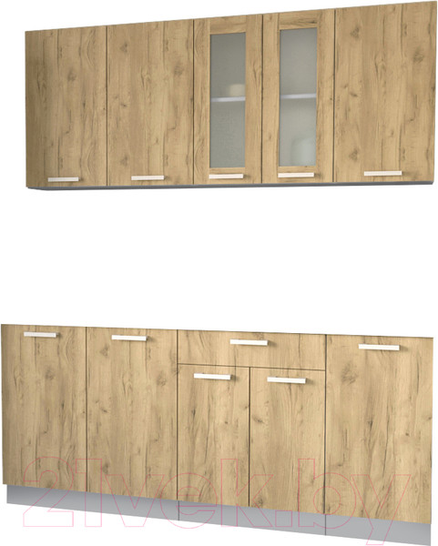 Изображение товара Кухонный гарнитур Интерлиния Мила 18 Без столешницы (дуб золотой)