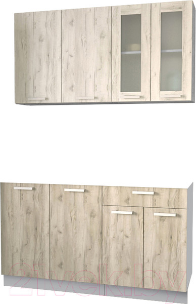 Изображение товара Кухонный гарнитур Интерлиния Мила 14 без столешницы (дуб белый/дуб серый)