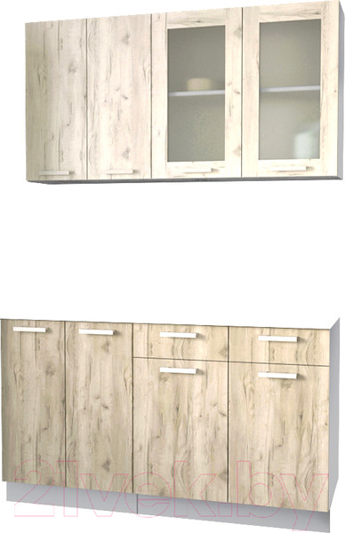 Изображение товара Кухонный гарнитур Интерлиния Мила 14-60 без столешницы (дуб белый/дуб серый)