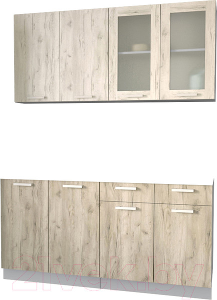 Изображение товара Кухонный гарнитур Интерлиния Мила 16 без столешницы (дуб белый/дуб серый)