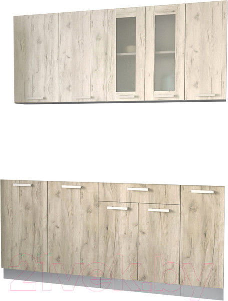 Изображение товара Кухонный гарнитур Интерлиния Мила 17 без столешницы (дуб белый/дуб серый)