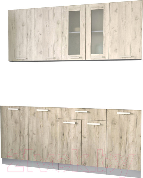 Изображение товара Кухонный гарнитур Интерлиния Мила 18 Без столешницы (дуб белый/дуб серый)