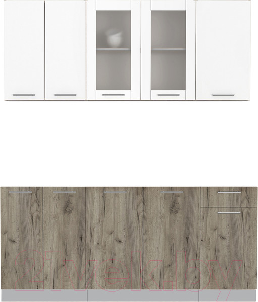 Изображение товара Кухонный гарнитур Интерлиния Мила 18-60 Без столешницы (белый платинум/дуб серый)