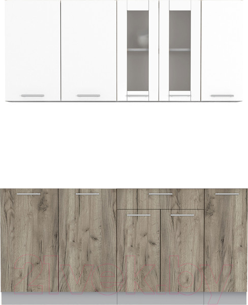 Изображение товара Кухонный гарнитур Интерлиния Мила 17 без столешницы (белый платинум/дуб серый)