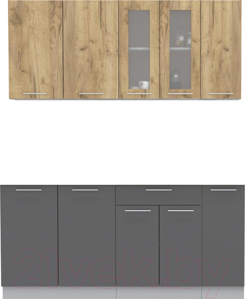 Изображение товара Кухонный гарнитур Интерлиния Мила 17 без столешницы (дуб золотой/антрацит)