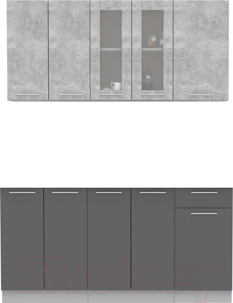 Изображение товара Кухонный гарнитур Интерлиния Мила 16-60 без столешницы (бетон/антрацит)