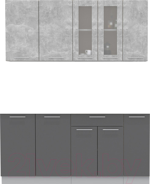 Изображение товара Кухонный гарнитур Интерлиния Мила 17 без столешницы (бетон/антрацит)