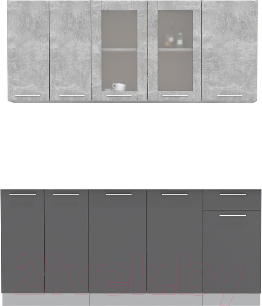 Изображение товара Кухонный гарнитур Интерлиния Мила 18-60 Без столешницы (бетон/антрацит)