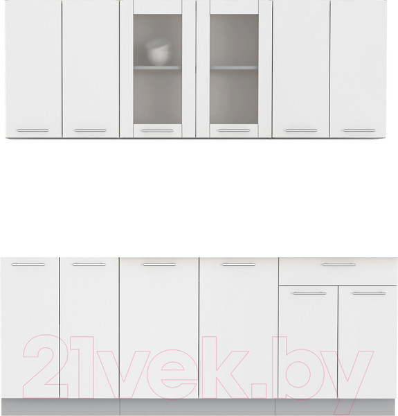 Изображение товара Кухонный гарнитур Интерлиния Мила 20-60 без столешницы (белый платинум)