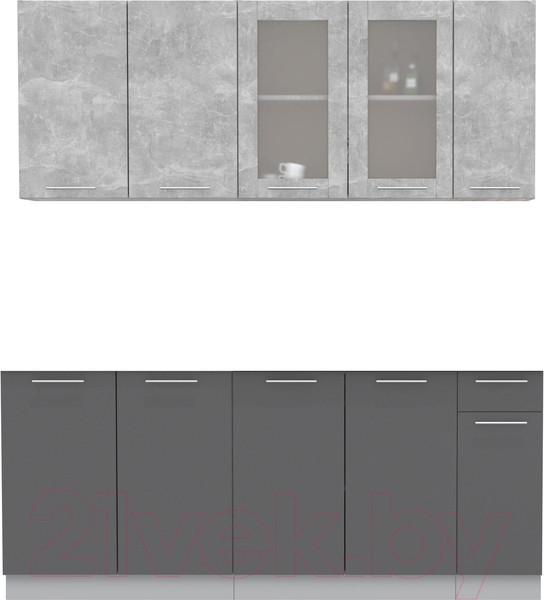 Изображение товара Кухонный гарнитур Интерлиния Мила 19 Без столешницы (бетон/антрацит)