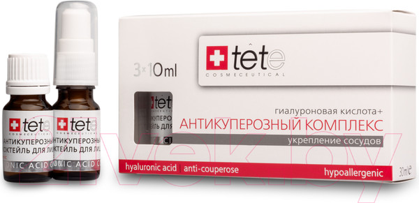 Изображение товара Сыворотка для лица TETe Cosmeceutical Гиалуроновая кислота+Антикуперозный комплекс (3x10мл)