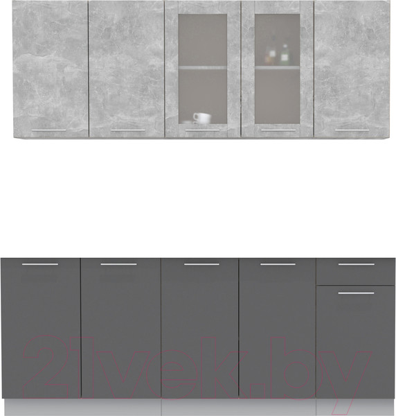 Изображение товара Кухонный гарнитур Интерлиния Мила 20 Без столешницы (бетон/антрацит)