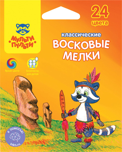 Изображение товара Восковые мелки Мульти-пульти Енот на острове Пасхи / LC_10473 (24цв)