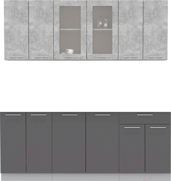 Изображение товара Кухонный гарнитур Интерлиния Мила 20-60 Без столешницы (бетон/антрацит)