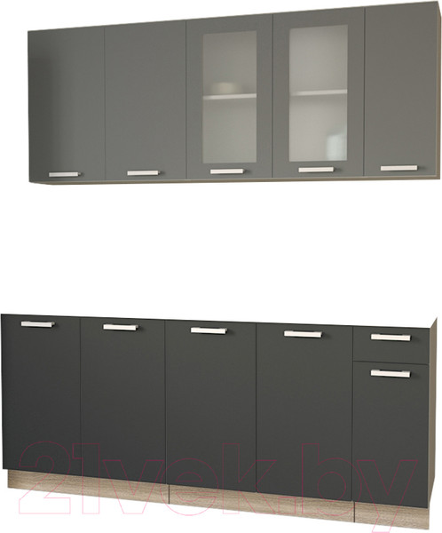 Изображение товара Кухонный гарнитур Интерлиния Мила 19 Без столешницы (серебристый/антрацит)