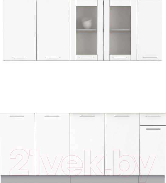Изображение товара Кухонный гарнитур Интерлиния Мила 19 Без столешницы (белый платинум)