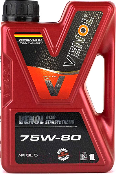 Изображение товара Трансмиссионное масло Venol Gear Semisynthetic GL5 75W80 / 221001 (1л)