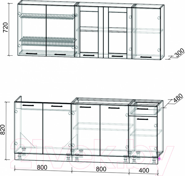 Изображение товара Кухонный гарнитур Интерлиния Мила 20 Без столешницы (белый платинум)