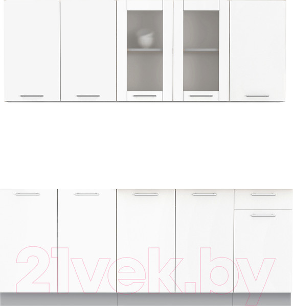 Изображение товара Кухонный гарнитур Интерлиния Мила 20 Без столешницы (белый платинум)