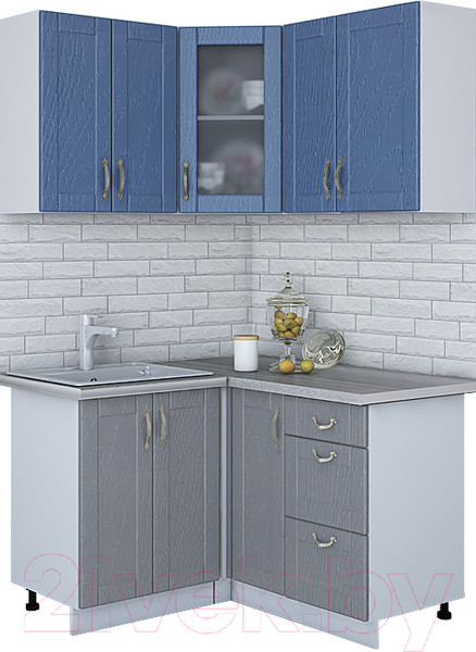 Изображение товара Кухонный гарнитур Интерлиния Мила Крафт 1.2x1.3 (дуб серый/дуб лазурный/травертин серый)