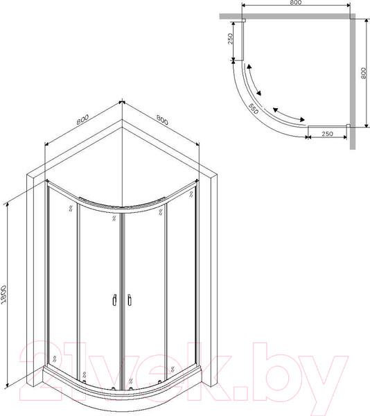 Изображение товара Душевой уголок AM.PM X-Joy W88G-205-080MT64 (без поддона)