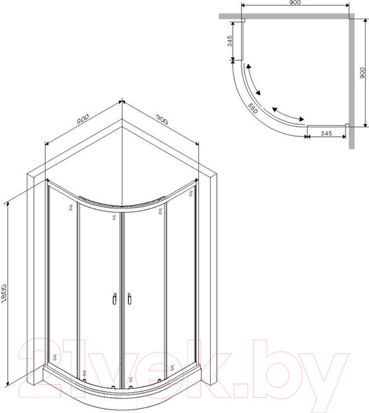 Изображение товара Душевой уголок AM.PM X-Joy W88G-205-090MT64 (без поддона)