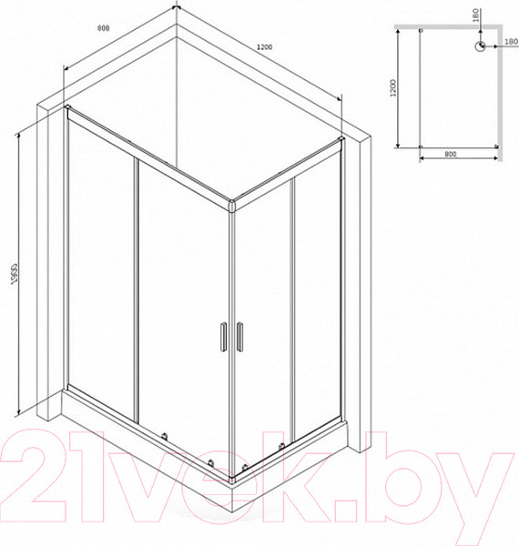 Изображение товара Душевой уголок AM.PM Gem W90G-404-120280-BT