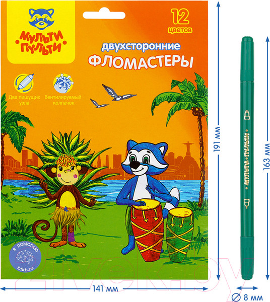 Изображение товара Фломастеры Мульти-пульти Енот в Бразилии / WP_10742 (12цв)