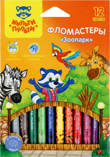 Изображение товара Фломастеры Мульти-пульти Зоопарк / WP_94765 (12цв)