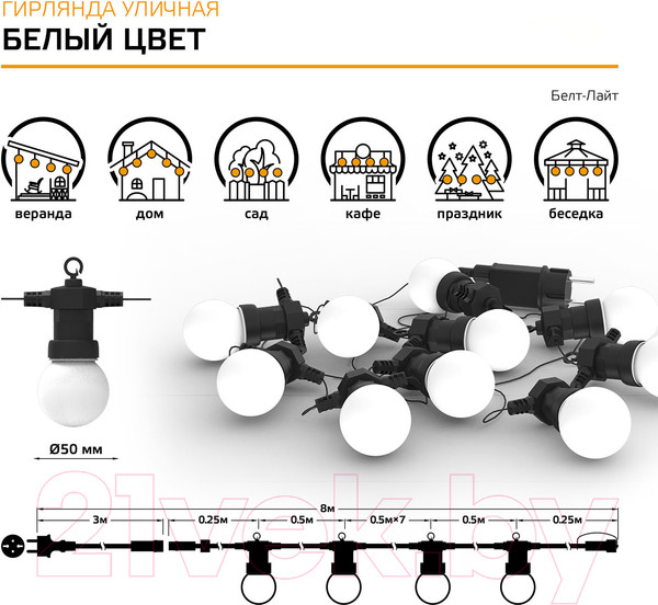 Изображение товара Светодиодная гирлянда Gauss Holiday HL062 (белый)