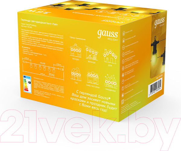 Изображение товара Светодиодная гирлянда Gauss Holiday HL065 (желтый)