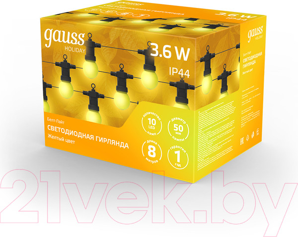 Изображение товара Светодиодная гирлянда Gauss Holiday HL065 (желтый)